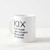 自分でロックビートの紙はさみをできない コーヒーマグカップ (正面左)