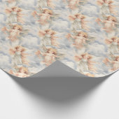 自分でロマンチックなピンクの天使と花を作る ラッピングペーパー (角)