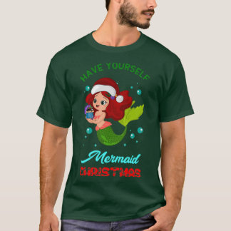 自分で人魚のクリスマスを過ごす Tシャツ