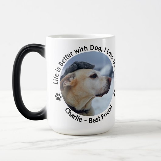 自分で作ったカスタムデザインペットの写真をパーソナライズ モーフィングマグカップ (左)