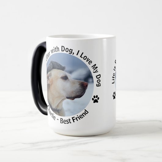 自分で作ったカスタムデザインペットの写真をパーソナライズ モーフィングマグカップ (正面左)