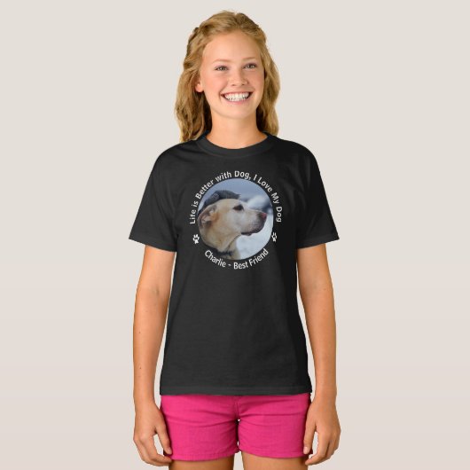 自分で作ったカスタムデザインペットの写真をパーソナライズ Tシャツ (正面フル)