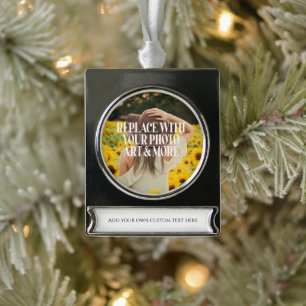 自分で作カスタムったパーソナライズされた シルバープレートバナーオーナメント