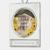 自分で作カスタムったパーソナライズされた シルバープレートバナーオーナメント (左)