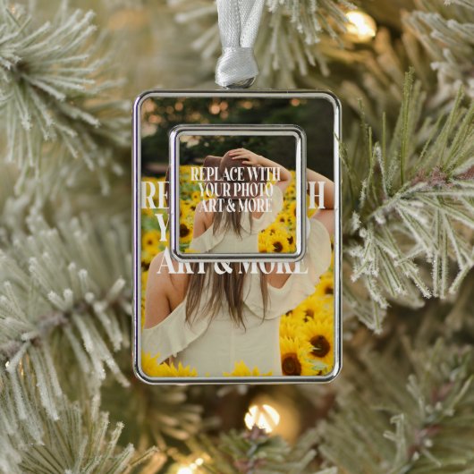 自分で作カスタムったパーソナライズされた シルバープレートフレームオーナメント (ツリー)