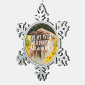 自分で作カスタムったパーソナライズされた スノーフレークピューターオーナメント (右)