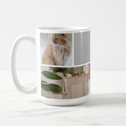 自分で作成したカスタム5枚の写真を作成パーソナライズされたする コーヒーマグカップ (左)