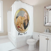 自分で作成した黄金の丸の犬の写真 シャワーカーテン (インサイチュ)