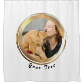 自分で作成した黄金の丸の犬の写真 シャワーカーテン (正面)