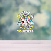 自分で信じユニコーンの前向きメッセージ アクリルサイン (ニュートラル)