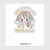 自分で信じユニコーンの前向きメッセージ シール (シート)