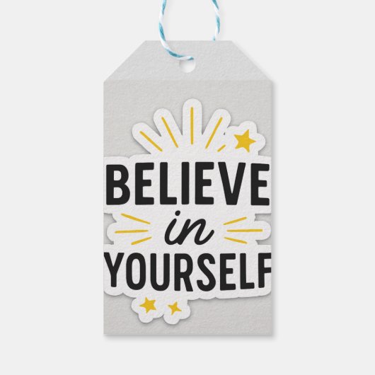 自分で信じ使う – やる気を起こさせるラベルシール ギフトタグ (裏面)