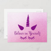 自分で信じUnicorn Pink Purpleはがき ポストカード (正面/裏面)