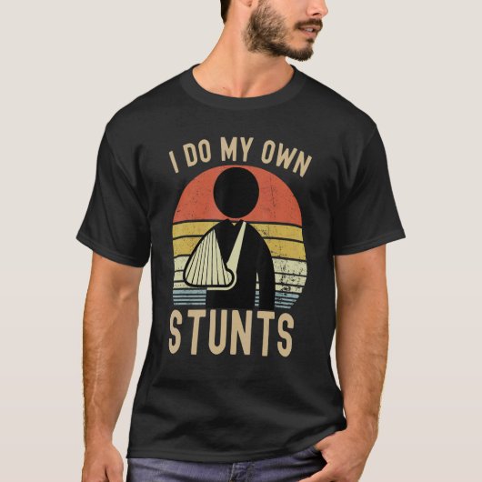 自分で全部スタントやってます 骨折 ヴィンテージ Tシャツ (正面)