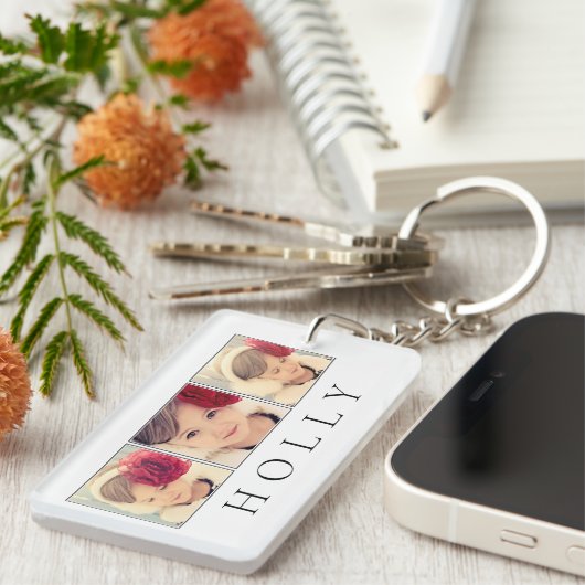 自分で写真を作パーソナライズされたるクリスマスプレゼント キーホルダー (正面右)