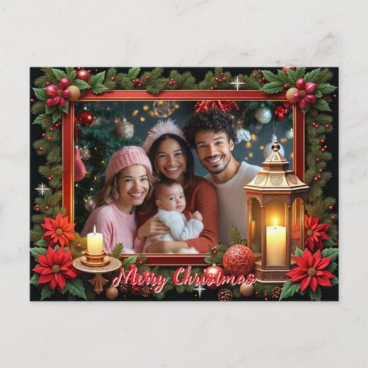自分で写真を入れたあたたかいクリスマスの記念品 シーズンポストカード (正面)