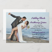 自分で写真を追加 ビーチウェディング レセプションのみ 招待状 (正面/裏面)