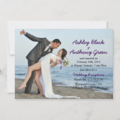自分で写真を追加 ビーチ ウェディング レセプションのみ 招待状 (正面)