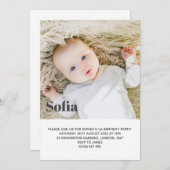 自分で写真を追加 ファーストバースデーパーティー 招待状 (正面/裏面)