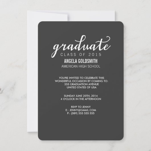 自分で卒業写真を作成する招待状 招待状 (裏面)