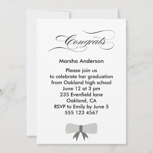 自分で卒業写真を作成招待状 招待状 (裏面)