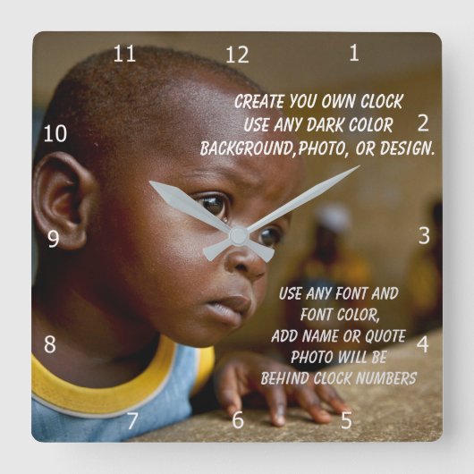 自分で四角い壁掛け時計を作成する スクエア壁時計 (正面)