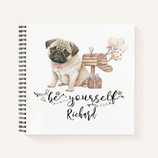 自分で子犬パーソナライズされたを引っ張る ノートブック (正面)