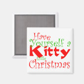 自分で子猫クリスマスの休日の磁石を持っている マグネット (正面/裏面)