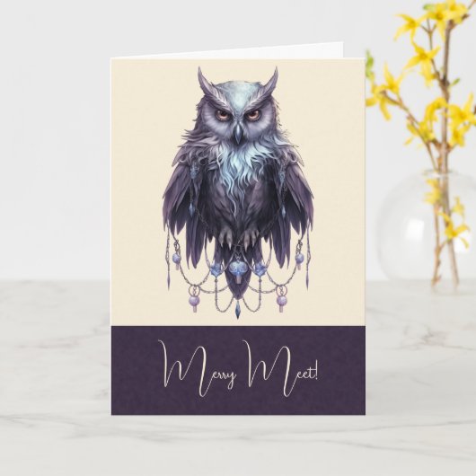 自分で宝石のついたフクロウを作る カード (黄色い花)