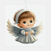 自分で愛らしいクリスマスエンジェルを作成 メタルオーナメント (正面)
