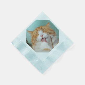 自分で撮影した写真を飾れる 猫のパーティー用紙ナプキン 縁ありカクテルナプキン