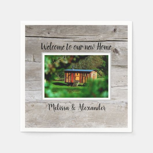 自分で新しいホーム引っ越し祝いパーティーパーティーを作成 スタンダードカクテルナプキン (正面)