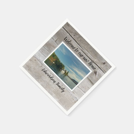 自分で新しいホーム引っ越し祝いパーティーパーティーを作成 スタンダードカクテルナプキン (角)