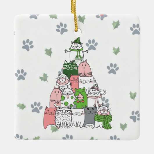 自分で毛皮の小さなクリスマスを過ごせ！ セラミックオーナメント (正面)