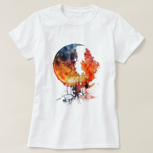 自分で燃える月の木を作成する Tシャツ (デザイン正面)