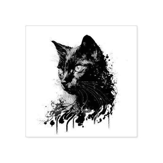 自分で燃える黒猫バストを作る ラバースタンプ (インプリント)