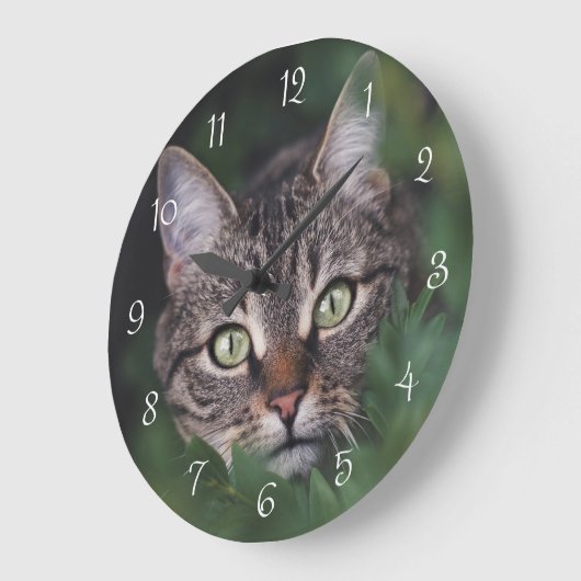 自分で猫の写真を作成するラウンドウォール時計 ラージ壁時計 (傾斜)