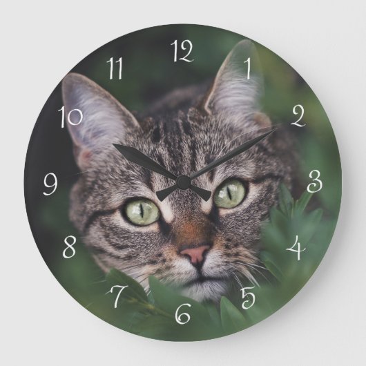 自分で猫の写真を作成するラウンドウォール時計 ラージ壁時計 (正面)