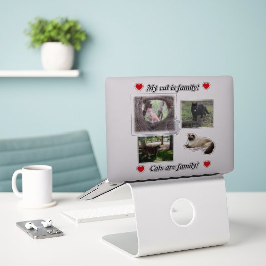 自分で猫シールを作って猫好きテンプレート シール (デスク上のノートパソコン)