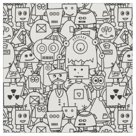 自分で色を付ける白い可愛いロボット ファブリック