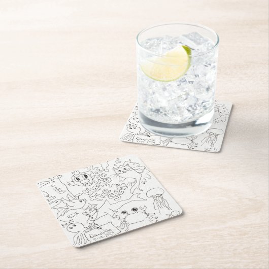 自分で色を付ける – "海の下" スクエアペーパーコースター (インサイチュ)