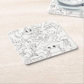 自分で色を付ける – "海の下" スクエアペーパーコースター (アングル)