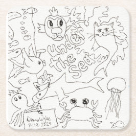 自分で色を付ける – "海の下" スクエアペーパーコースター