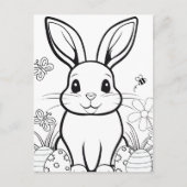 自分で色を付けろ!イースターバニー葉書 ポストカード (正面)