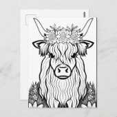 自分で色を付けろ！ハイランド牛 ポストカード (正面/裏面)