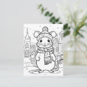 自分で色を付けろ！冬のマウスはがき ポストカード (スタンド正面)