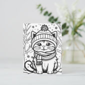 自分で色を付けろ!冬の子猫 ポストカード (スタンド正面)