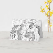 自分で色を塗るクリスマスポニー カード (黄色い花)