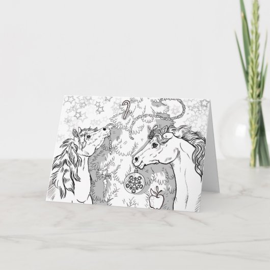 自分で色を塗るクリスマスポニー カード (正面)