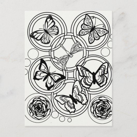 自分で色を塗れる大人の塗り絵（ティーン向け） ポストカード (正面)